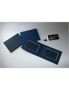Коробочка для флешки-визитки Темно-синяя с футляром